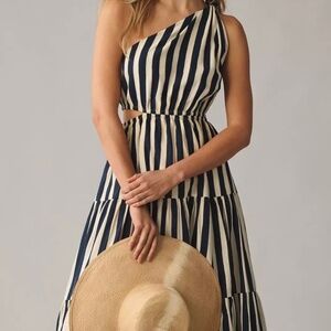 Anthropologie (moon river)  one shoulder cutout maxi dress